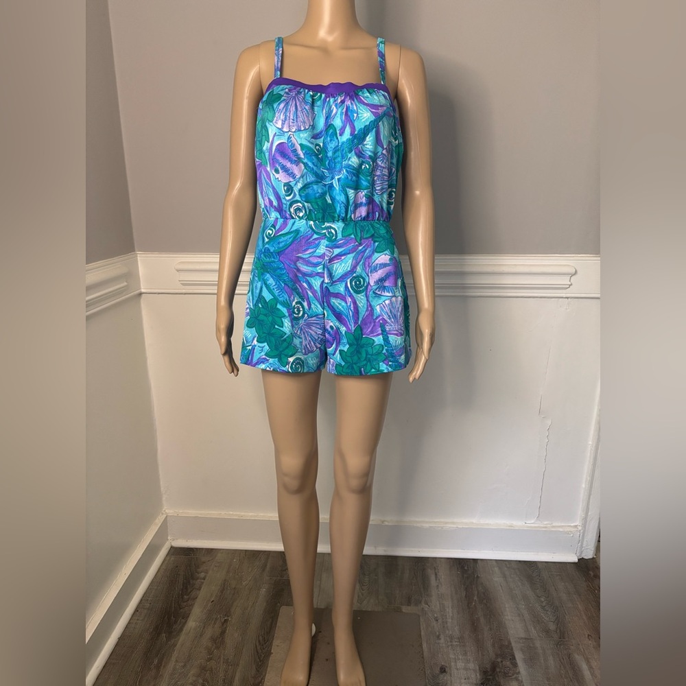 Blue and Purple Tropical One Piece